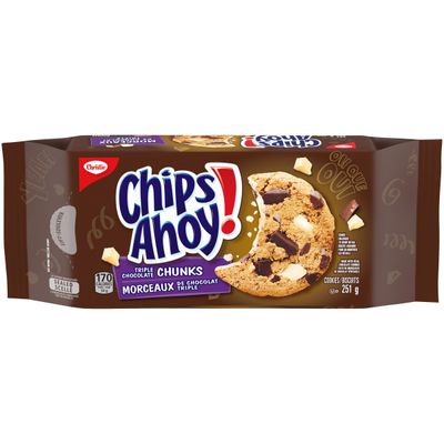 Christie Chips Ahoy Triple Chocolate Chunks Chip Cookies, 251g8.9oz - Indulgent Chocolate Chip Treats