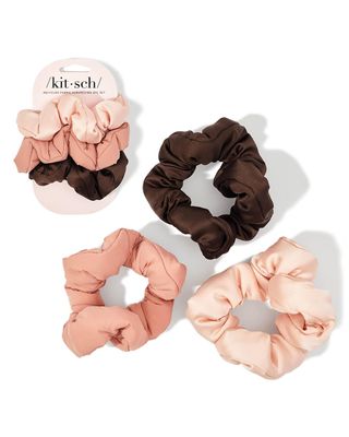 Kitsch Fabric Scrunchies - No Crease Hair Ties for Girls, Cute Puffy Scrunchies for Women, For All Hair Types, Rosewood, 3pcs
