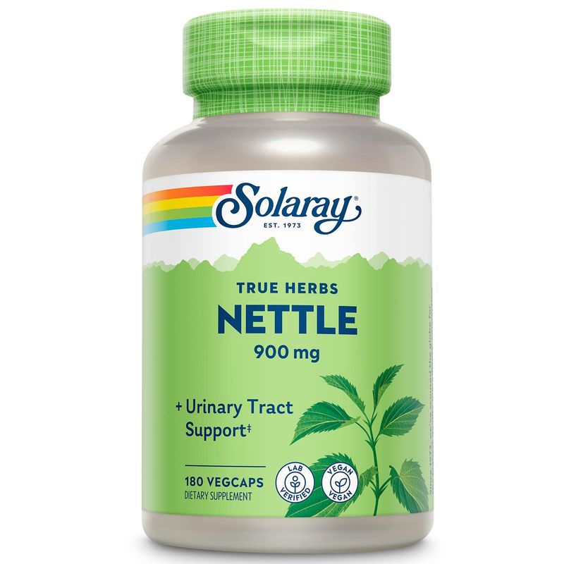 SOLARAY Nettle Leaf 450mg Healthy Kidney, Urinary &amp; Prostate Support Traditional Use for Healthy Allergy Response &amp; Respiratory Wellness 180 CT