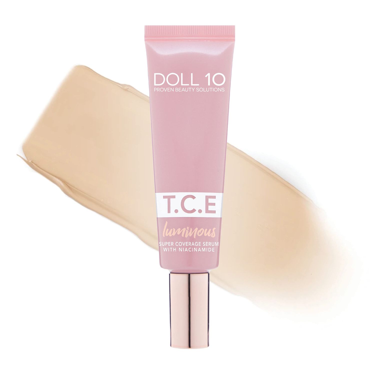 Doll 10 TCE Luminous Super Coverage Serum with Niacinamide - Full Coverage Tinted Foundation Makeup Light