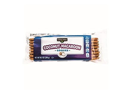 Clover Valley Coconut Macaroon Cookies - 1 Package 10.5 oz- Crunchy &amp; Sweet Snack- Great with Tea or Coffee