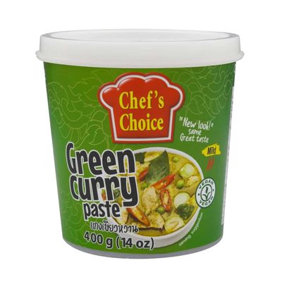 Chef Choice Thai Green Curry Paste, Vegan Authentic Flavor for Thai Dishes, NO MSG, No Artificial or Preservatives, Rich and Aromatic Flavor, MILD SPICY - 14oz per Pack