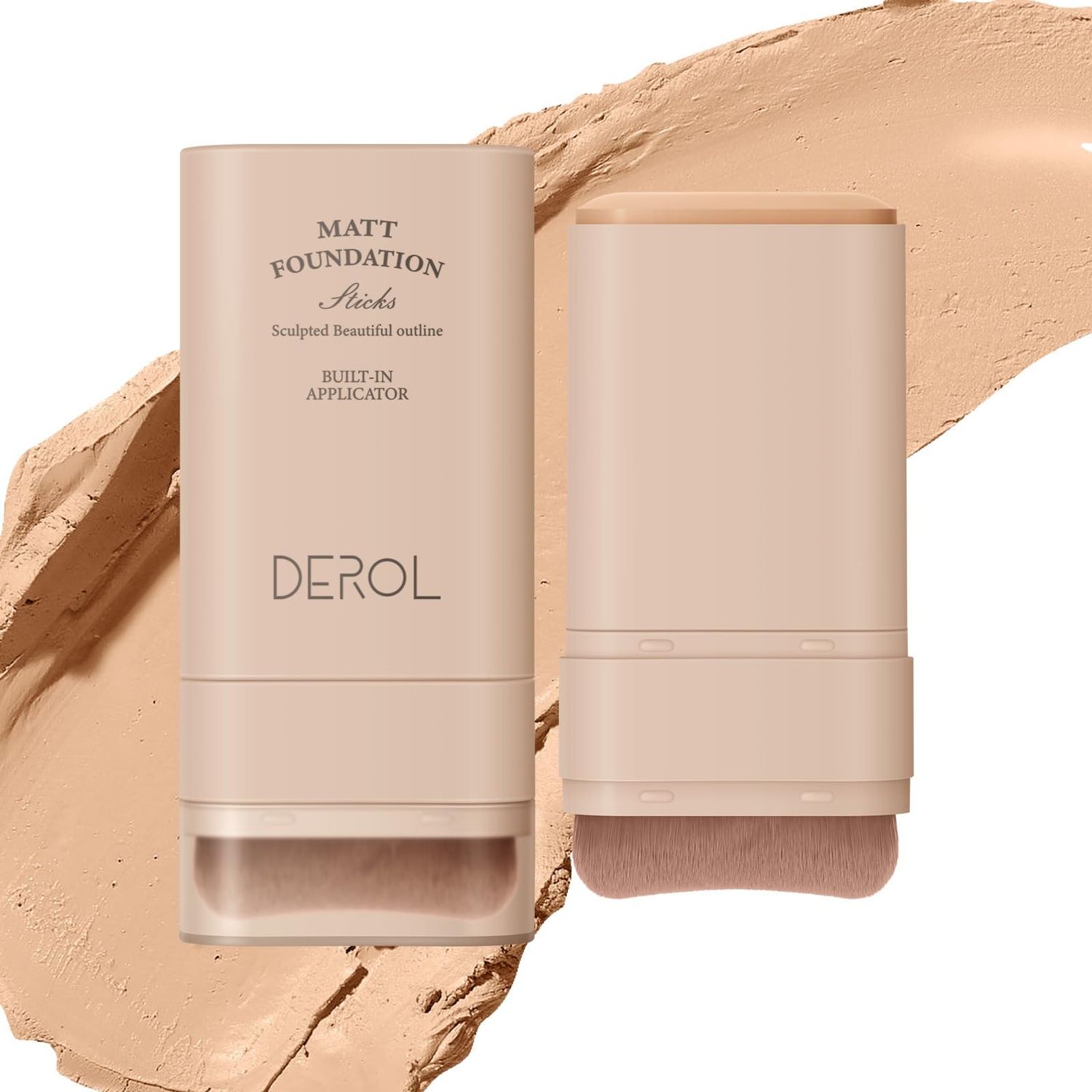 SWETIYOU Multi-Use Foundation Stick Makeup with Built-In Brush, Lightweight Buildable Medium-to-Full Coverage, Longwear Contour Stick, Natural Finish