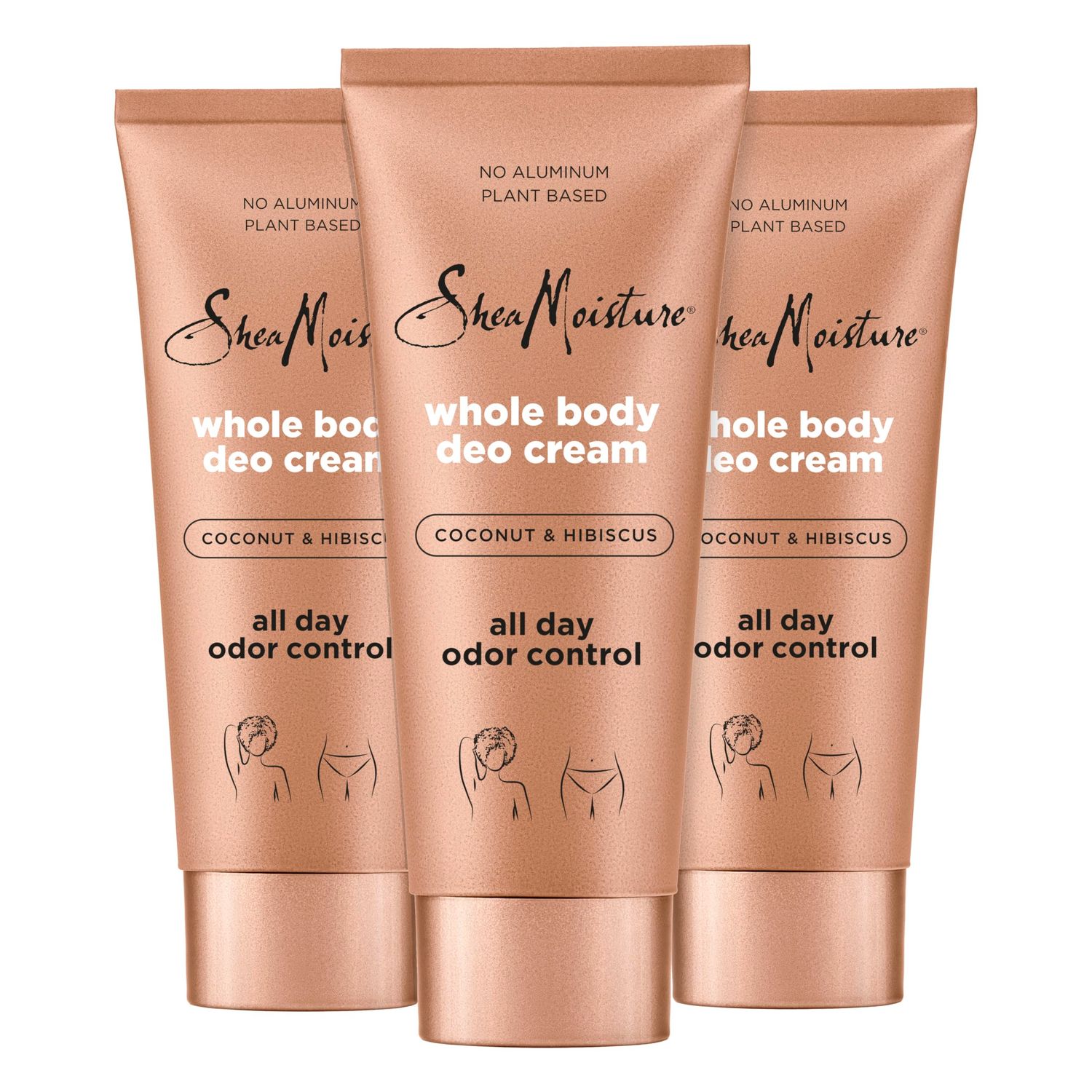 SheaMoisture Whole Body Deo Cream Coconut &amp; Hibiscus 3 count for All-Day Odor Control, with No Aluminum, 2.5 oz