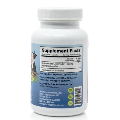 Perfect Supplements - Perfect Desiccated Liver - 120 Capsules - Undefatted Beef Liver - Natural Source of Protein, Iron, Vitamins A &amp; B - 2 Pack