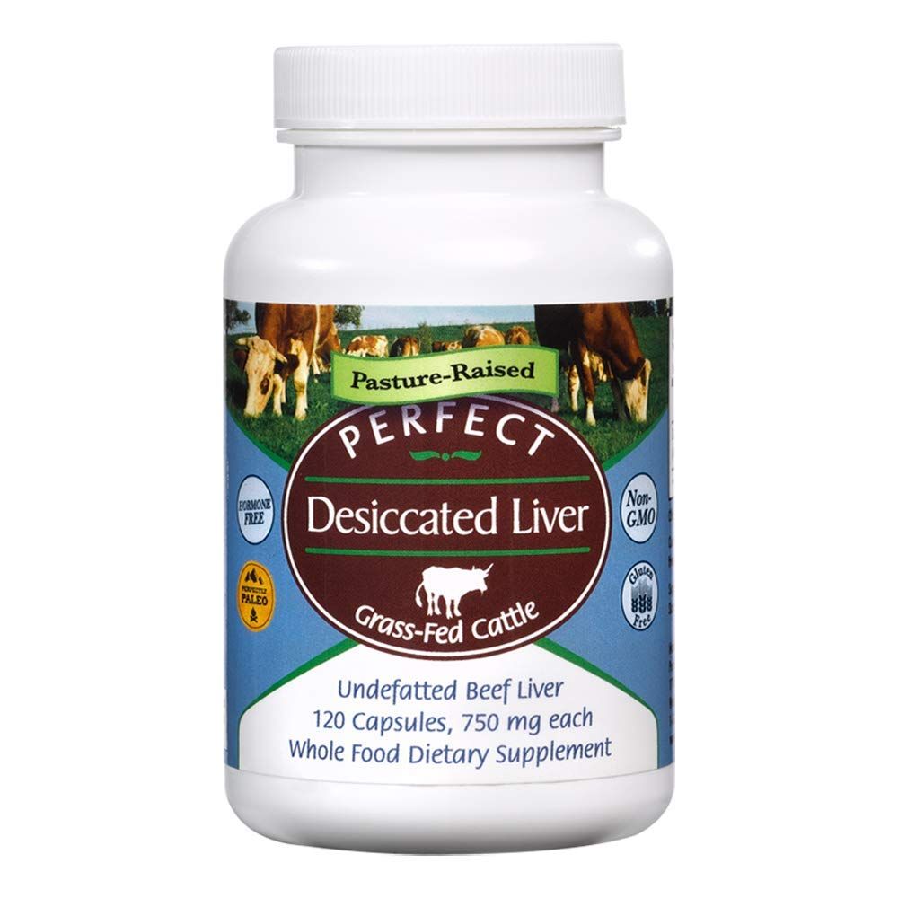 Perfect Supplements - Perfect Desiccated Liver - 120 Capsules - Undefatted Beef Liver - Natural Source of Protein, Iron, Vitamins A &amp; B - 2 Pack