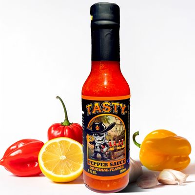 Tasty Pepper Sauce 1 Scotch Bonnet Hot Sauce 30K SHU Gourmet Caribbean Style Balanced Heat to Enhance Flavor Small Batch Crafted All-Natural for Wings, Tacos, BBQ, Grilling, Seafood &amp; More