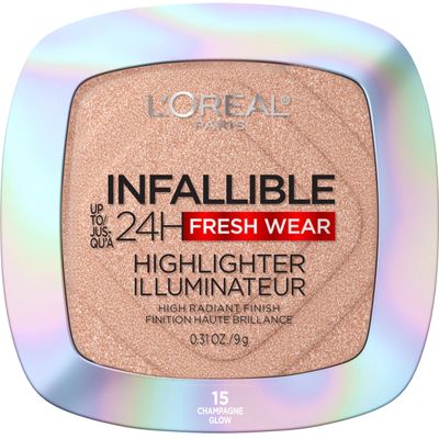 L&#39;Oreal Paris Infallible Up to 24HR Highlighter, Longwear Powder Highlighter For All Day Glow, Champagne Glow, 0.31 Oz