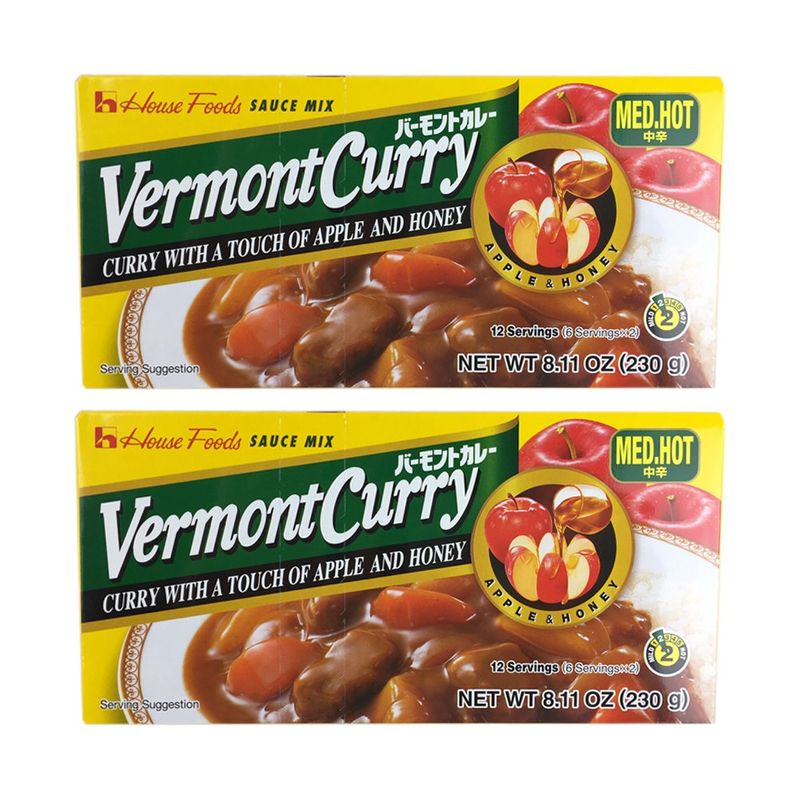 House Foods Vermont Curry 2 Packs Medium Hot 8.11 Oz 230g