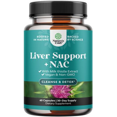 Liver Support NAC Supplement with Milk Thistle Extract - Herbal Liver Supplement with N Acetyl Cysteine, Artichoke, Choline &amp; Beetroot - Antioxidants for Cleanse, Detox &amp; Repair - 60 Capsules