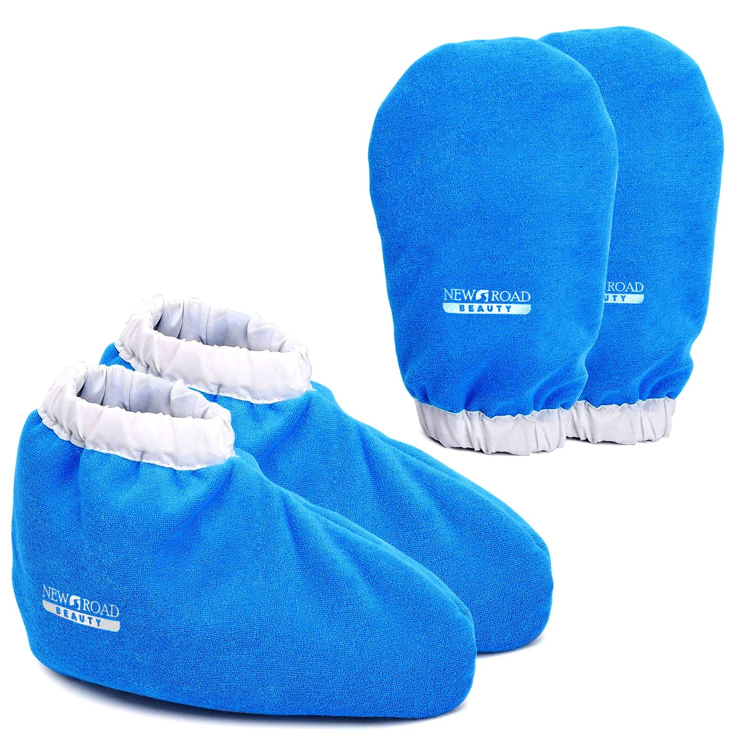 New Road Beauty - Paraffin Wax Mitts for Hand and Foot, Thick Heat Therapy Insulated Terry Cloth for Paraffin Treatments, Use for Pedicure Foot Spa - Blue