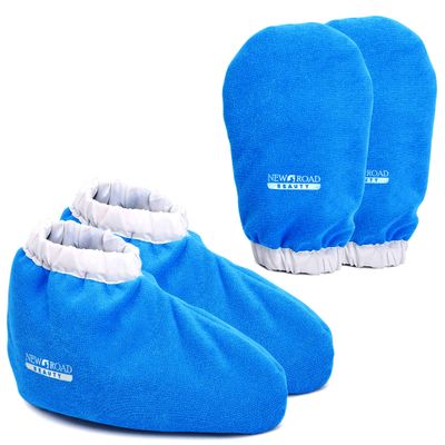 New Road Beauty - Paraffin Wax Mitts for Hand and Foot, Thick Heat Therapy Insulated Terry Cloth for Paraffin Treatments, Use for Pedicure Foot Spa - Blue