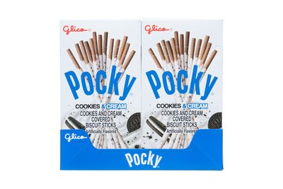 Pocky Cookies &amp; Cream Biscuit Sticks - Creamy Cookies &amp; Cream-Covered Crunchy Snack, Mess-Free and Perfect for Sharing - Pack of 10