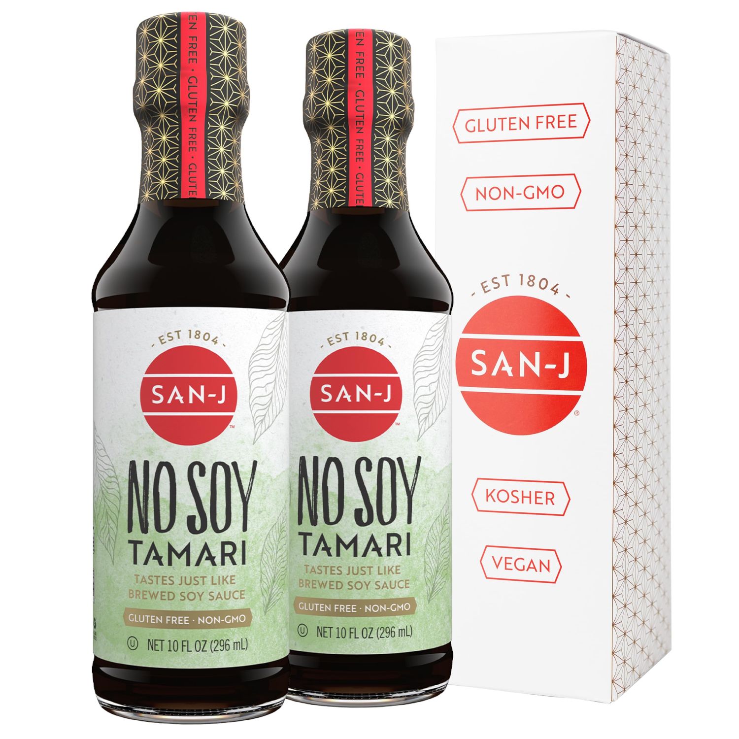 San-J - No Soy Tamari - Specially Brewed Soy Sauce Alternative - 10 oz. Bottles - 2 Pack