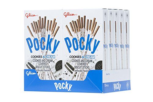 Pocky Cookies &amp; Cream Biscuit Sticks - Creamy Cookies &amp; Cream-Covered Crunchy Snack, Mess-Free and Perfect for Sharing - Pack of 10