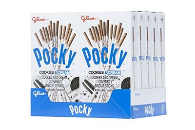 Pocky Cookies &amp; Cream Biscuit Sticks - Creamy Cookies &amp; Cream-Covered Crunchy Snack, Mess-Free and Perfect for Sharing - Pack of 10