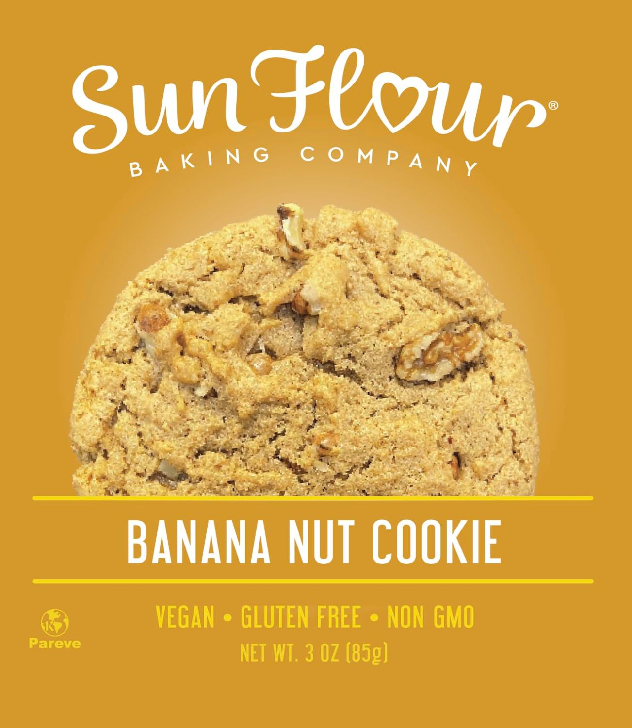 Sun Flour Baking Company Banana Nut Cookie, Vegan, Gluten Free, Non GMO, 3 oz 12 Pack