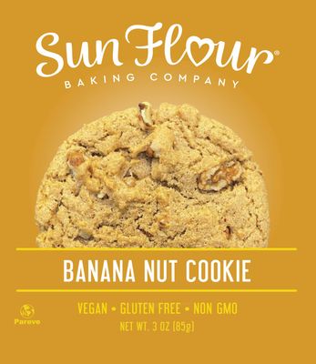 Sun Flour Baking Company Banana Nut Cookie, Vegan, Gluten Free, Non GMO, 3 oz 12 Pack