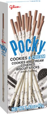 Glico Pocky Cookies And Cream Covered Biscuit Sticks, Artificially Flavored, 1.41 Ounces Pack Of 20