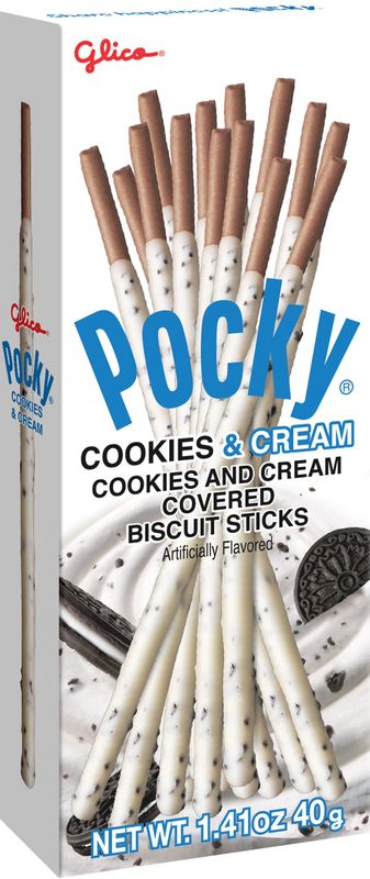 Glico Pocky Cookies And Cream Covered Biscuit Sticks, Artificially Flavored, 1.41 Ounces Pack Of 20