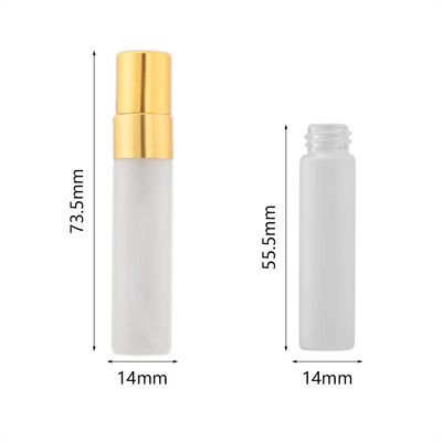 Enslz 10pcs Fine Mist 5ml Atomizer Clear Frosted Glass Bottle Vial Spray Refillable Liquid Fragrance Perfume Empty Scent Bottle for Travel Makeup Party Gold