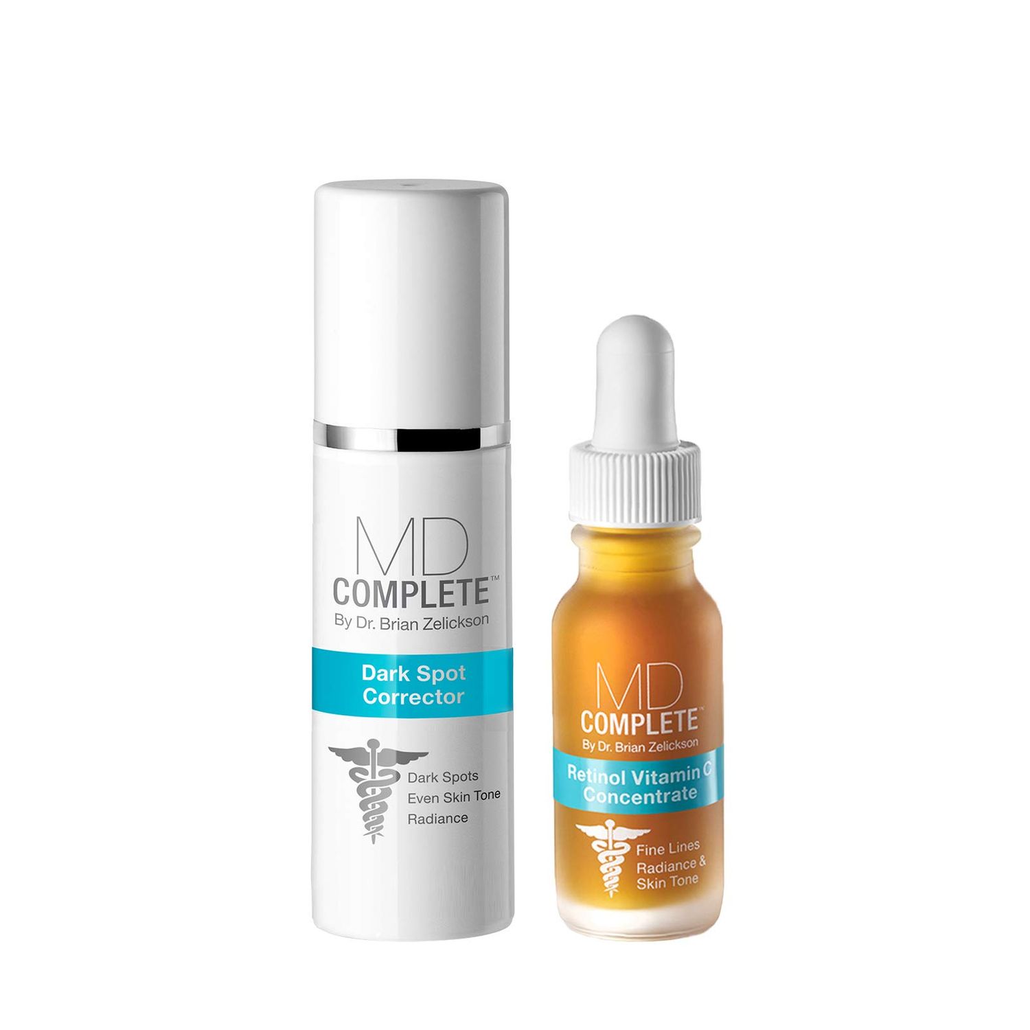 MD Complete Dark Spot Retinol Duo Professional Dermatologist Dark Spot Correction includes Dark Spot Corrector 1.0 fl oz and Retinol Vitamin C Concentrate Serum 0.5 fl oz Set of Two