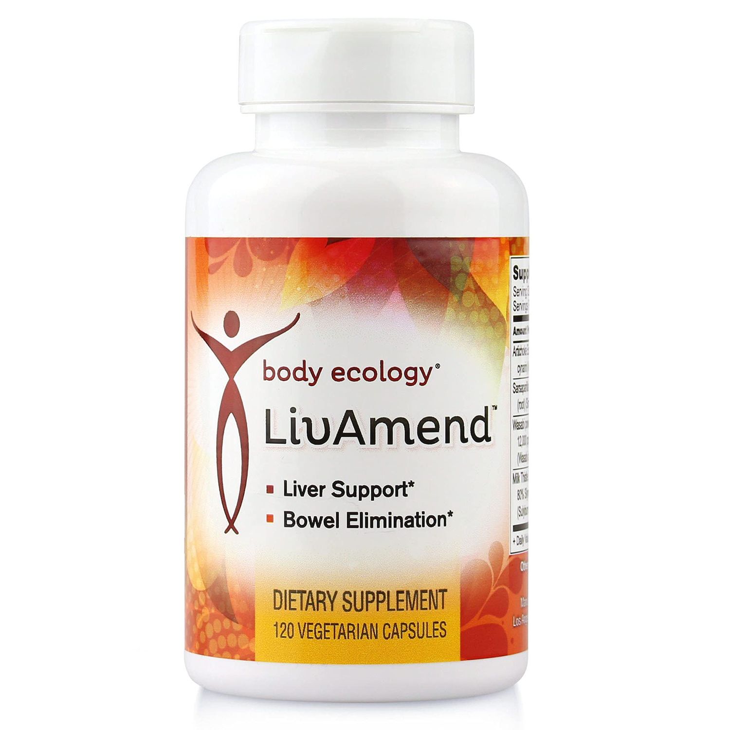 Body Ecology LivAmend Liver Supplement Milk Thistle and Artichoke Aids in Healthy Liver and Improves Bowel Elimination 120 Vegetarian Count