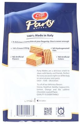 Gastone Lago Party Wafers Chocolate Cream Filling 8.82 oz, 250g Pack of 1