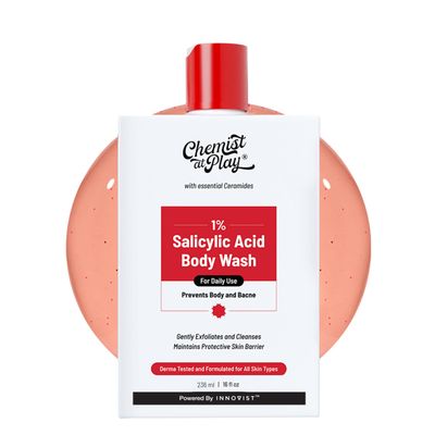 Chemist at Play 1 Salicylic Acid Body Wash Helps Prevent Back &amp; Body Acne Smoothens Bumpy Texture For Sweaty Oily Normal And Dry Skin Paraben And SLS Free Suitable For Men And Women 7.9 Ounce