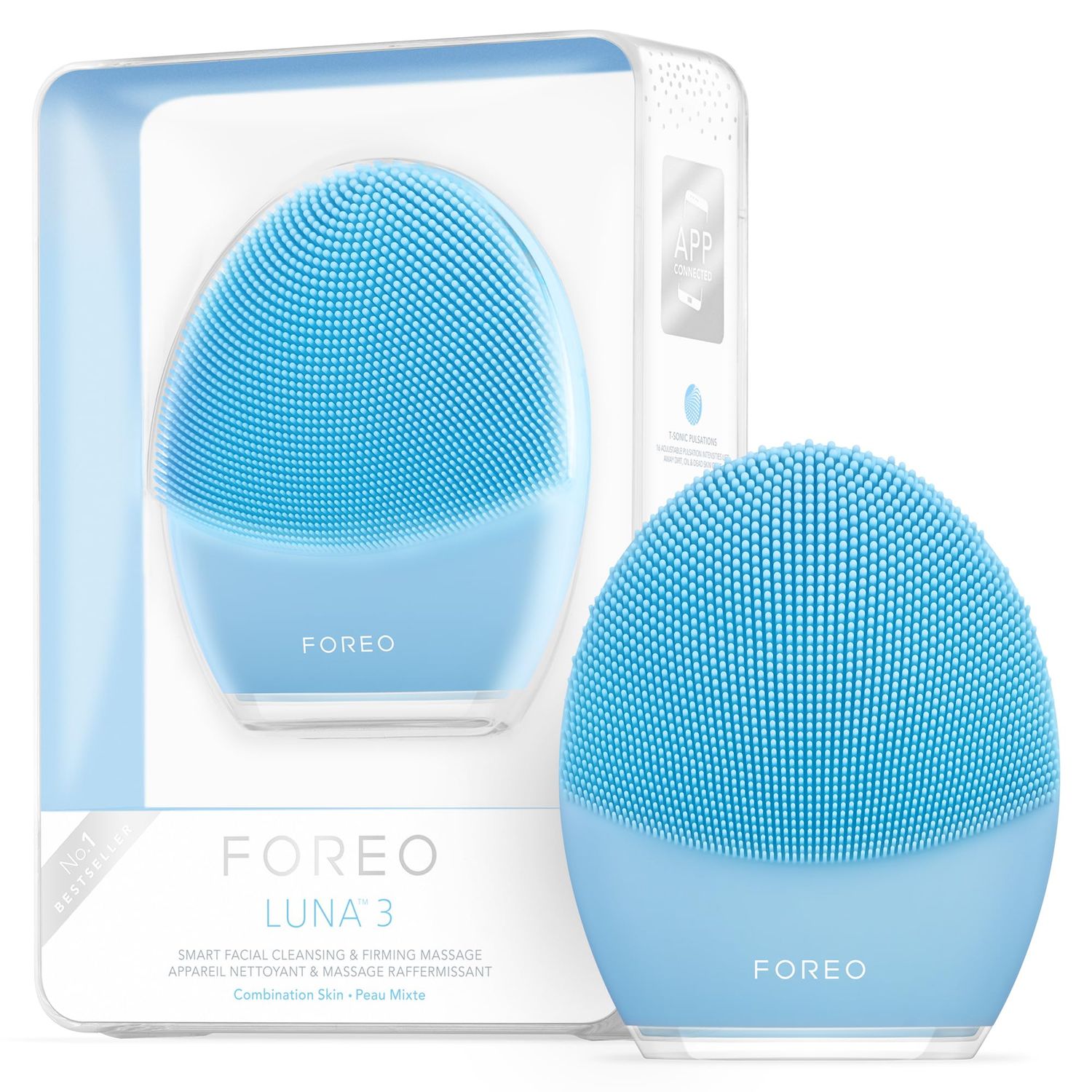 FOREO LUNA 3 Facial Cleansing Brush Combination skin Anti Aging Face Massager Enhances Absorption of Facial Skin Care ProductsFor Clean&amp;Healthy Face CareSimple&amp;EasyWaterproofBattery Powered