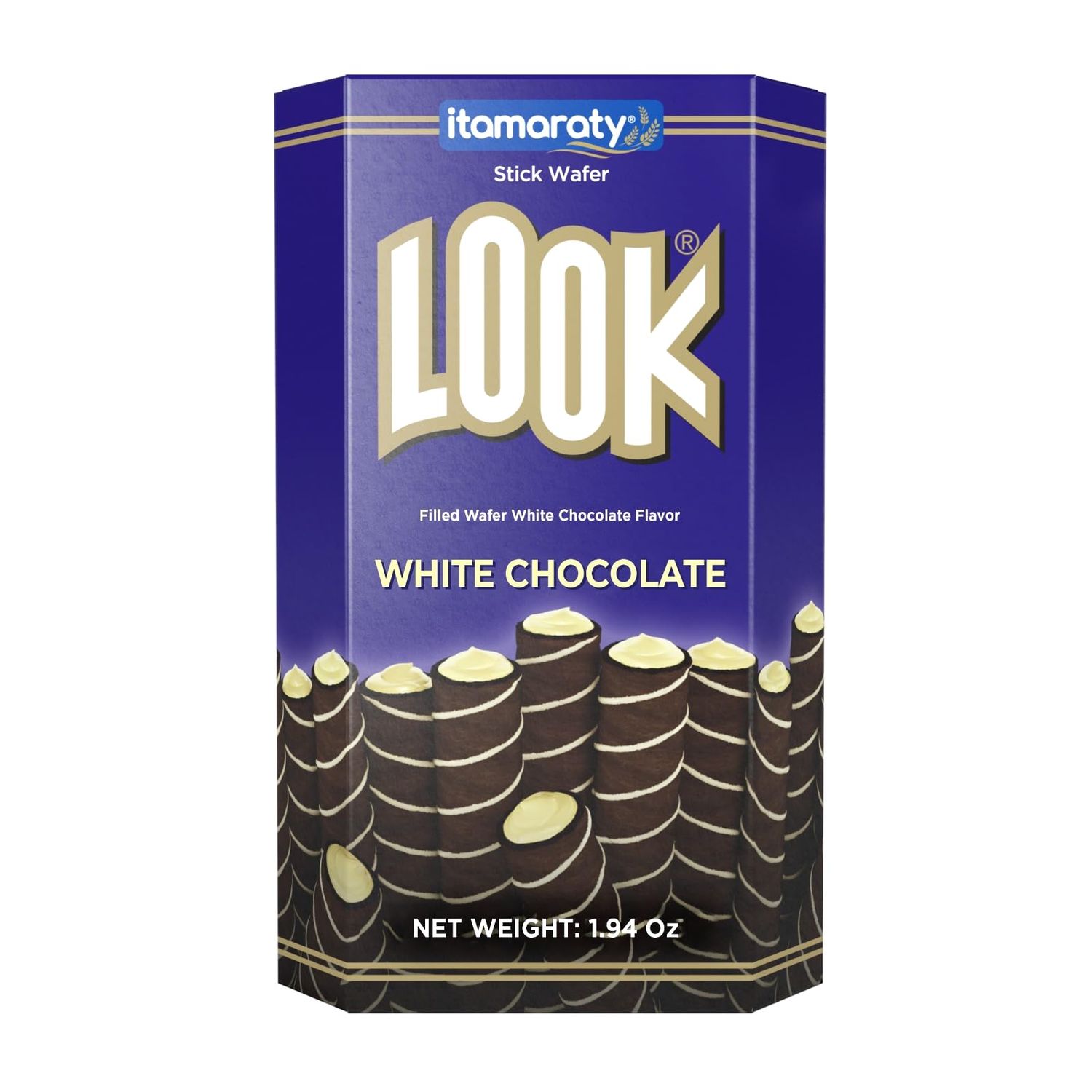 LOOK Rolled Wafers - White Chocolate - Rolled Wafer Sticks, Creme Filled Wafers, Rolled Cookies for Coffee, Tea, Ice Cream, Snacks, Parties, Gifts, and More - 1.94oz - 20-Count