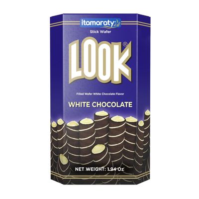 LOOK Rolled Wafers - White Chocolate - Rolled Wafer Sticks, Creme Filled Wafers, Rolled Cookies for Coffee, Tea, Ice Cream, Snacks, Parties, Gifts, and More - 1.94oz - 20-Count