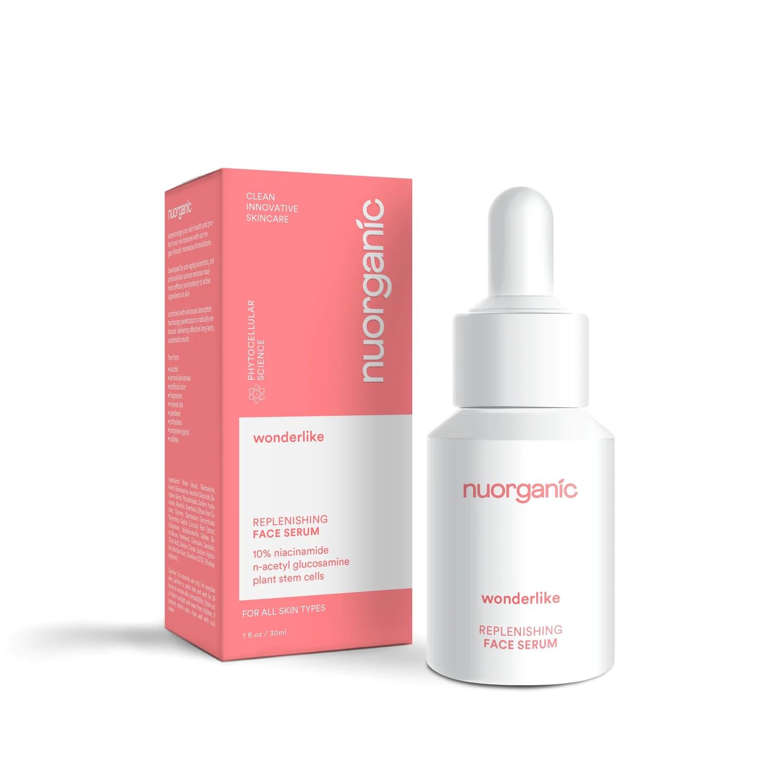 nuorganic 10 Niacinamide Serum with Plant Stem Cells - Replenishing Daily Skin Booster for More Raidant Youthful Glow - 1fl Oz 30ml