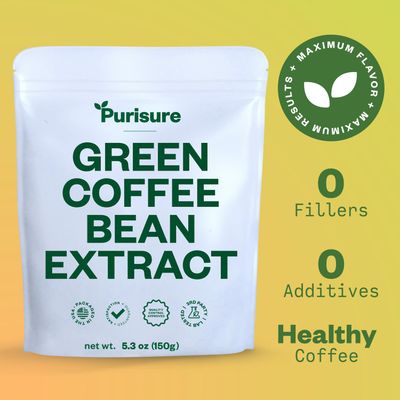 Purisure Green Coffee Bean Extract 150g, Green Coffee with Chlorogenic Acid, Body Detox and Cleanse for Women and Men, Natural Appetite Suppressant to Support Vitality and Energy, 750 Servings