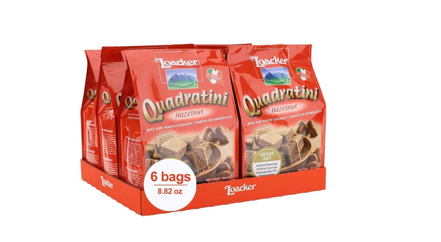 Loacker Quadratini Premium Hazelnut Wafer Cookies, 250g8.82oz, pack of 6