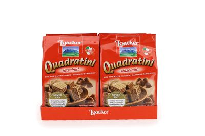 Loacker Quadratini Premium Hazelnut Wafer Cookies, 250g8.82oz, pack of 6