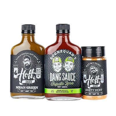 Hoff and Pepper Dangy Tangy Trio Goonzquad Dang Sauce Handmade Chipotle Lime Hot Sauce, Mean Green Jalapeno Habenero Hot Sauce and Dirty Dust Light Smokey Kick Perfect Grill Seasoning