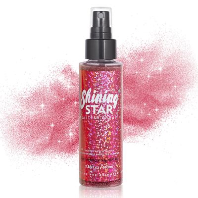 MEICOLY Pink Body Glitter Spray,100ML3.53OZ,Glitter Hairspray,Sparkle Glitter Spray for HairBodyClothes,Body Shimmer for Skin,Lightweight,Long Lasting