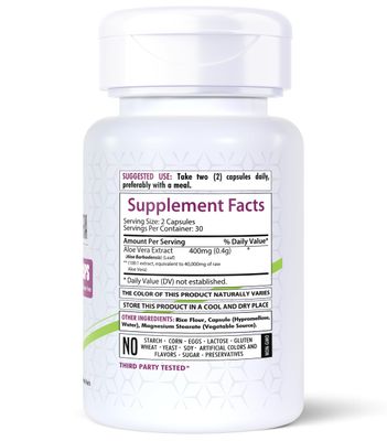 Healthfare Aloe Vera Capsules Supplement, 40,000mg 60 Veg Capsules Non-GMO Gluten-Free Made in The USA