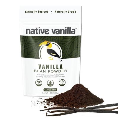 Vanilla Bean Powder - 1 oz - Premium 100 Pure Ground Tahitian Vanilla Bean Powder - For Cooking, Baking, Coffee, Smoothies &amp; Desserts - No Fillers or Additives, Raw &amp; Unsweetened - Native Vanilla