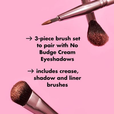 e.l.f. No Budge Brush Trio, 3-Piece Eyeshadow Brush Set For Applying &amp; Blending Color, Use With The No Budge Cream Eyeshadows, Vegan &amp; Cruelty-Free