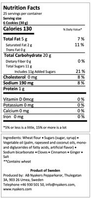 Nyakers Gingerbread Snaps Cookie Tin, Finest Ginger Snaps Original Flavor Swedish Cookie, 750 g - 26.45 oz - 1.65 lbs, With Protective Insert