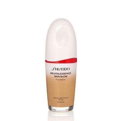 Shiseido RevitalEssence Skin Glow Foundation SPF 30, 350 Maple - Buildable, Medium Coverage - 24-HR Hydration &amp; 12-HR Wear - Transfer, Crease &amp; Fade Resistant - Non-Comedogenic - All Skin Types