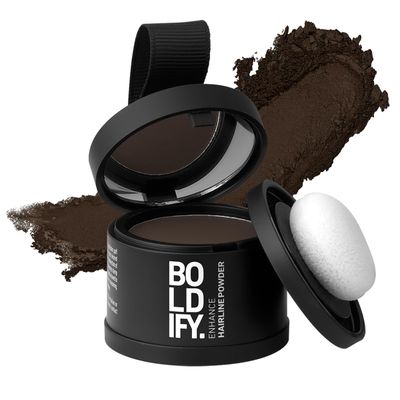BOLDIFY Hairline Powder - Root Touch Up Hair Color for Gray Coverage - Bald Spot Concealing Hair Powder for Women &amp; Men - 48-Hour Stain-Proof - Ash Brown