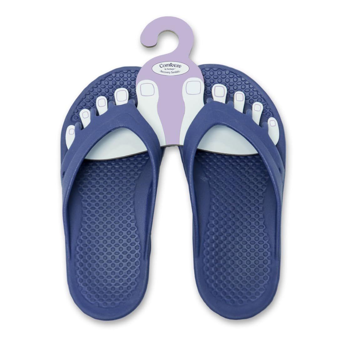 Comfeeze by Footlogix - Recovery Sandals for Women, Toe Separators, Pedicure Slippers with Toe Separator, Arch and Heel Support - 9.0 US EU 39,Purple