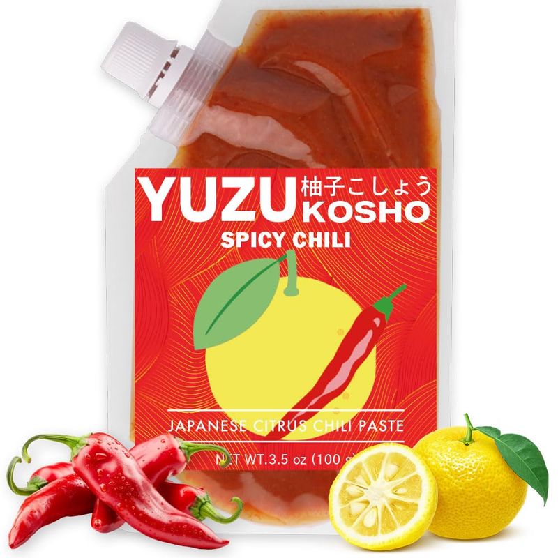 Red Yuzu Kosho - Japanese Spicy Citrus Chili Condiment, Vegan, No Additives, 3.5 oz 100g, Bold Umami Seasoning