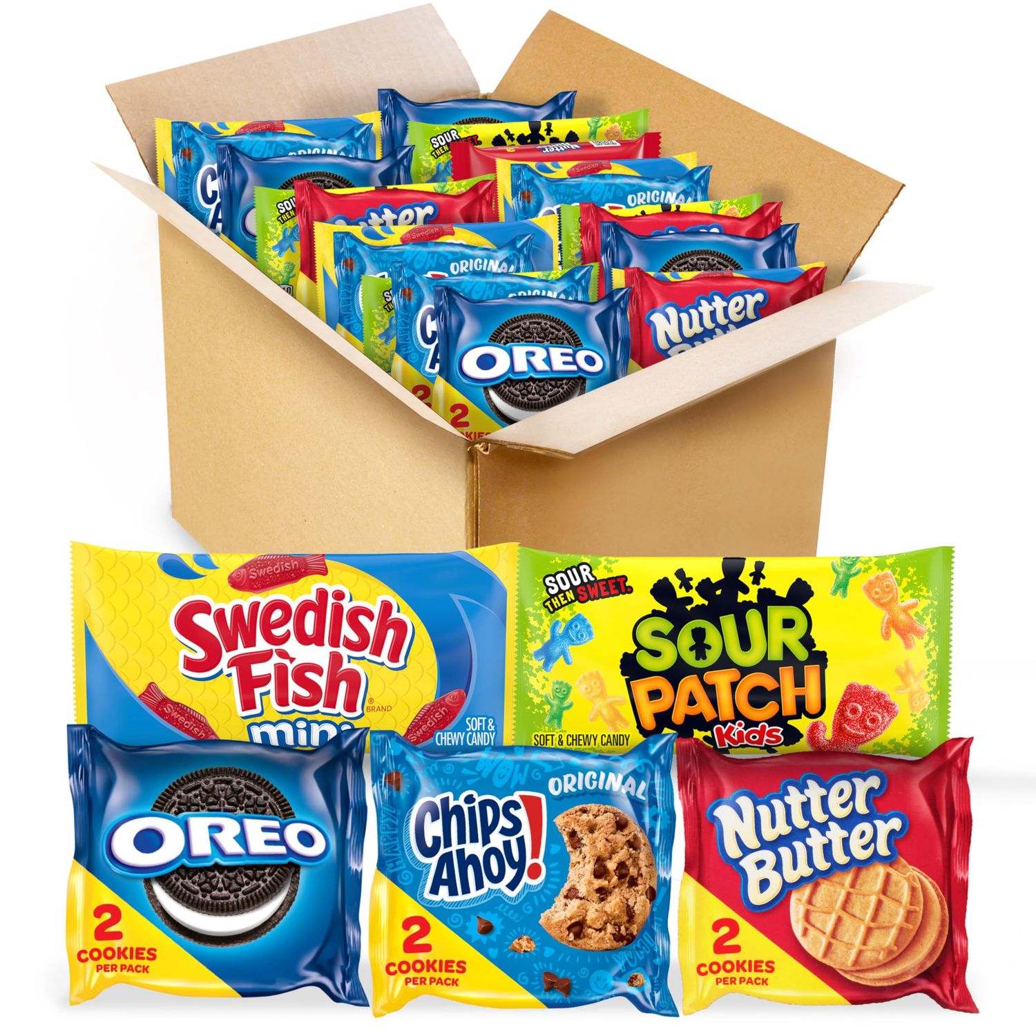 OREO, CHIPS AHOY!, Nutter Butter, SOUR PATCH KIDS &amp; SWEDISH FISH Cookies &amp; Candy Variety Pack, 40 Snack Packs