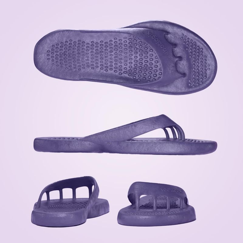 Comfeeze by Footlogix - Recovery Sandals for Women, Toe Separators, Pedicure Slippers with Toe Separator, Arch and Heel Support - 9.0 US EU 39,Purple
