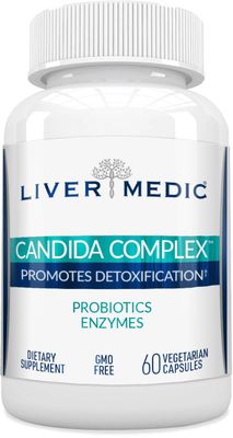 Liver Medic Candida Complex Oregano Oil, Digestive Enzymes, Candida Cleanse, Non-GMO Probiotic Supplement with Organic Herbs, Caprylic Acid, Grape Seed Extract, 60 Vegetarian Capsules