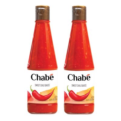 Chabe Sambal Hot Sauce Sweet Chili Flavor Vegan Spicy Ketchup, Sriracha, From Fresh Garlic, Gluten-free, 10.9 Fl Oz Pack of 2